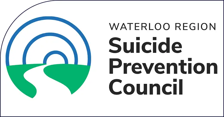 Waterloo Region Suicide Prevention Council logo with ripple and path design.